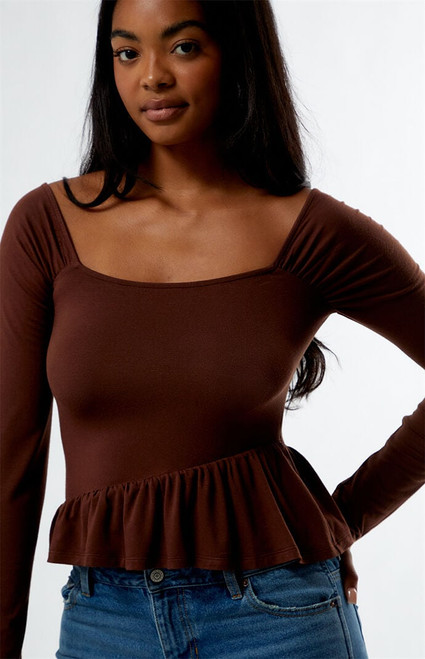 Est. PAC 1980 Women's Asymmetrical Long Sleeve Babydoll Top - 0716461580004
