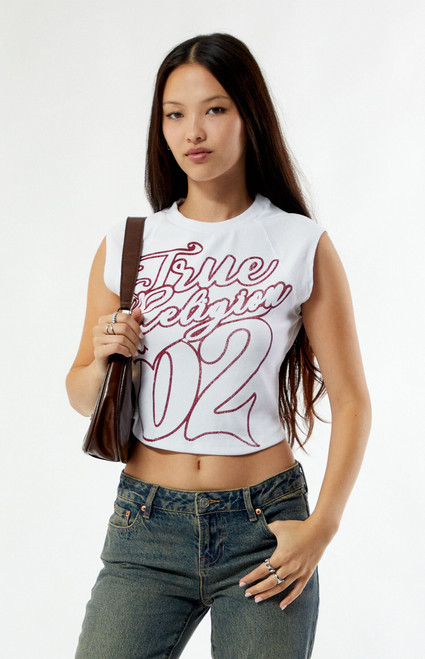 True Religion Women's Sporty Raglan Ribbed T-Shirt - 0702609780032