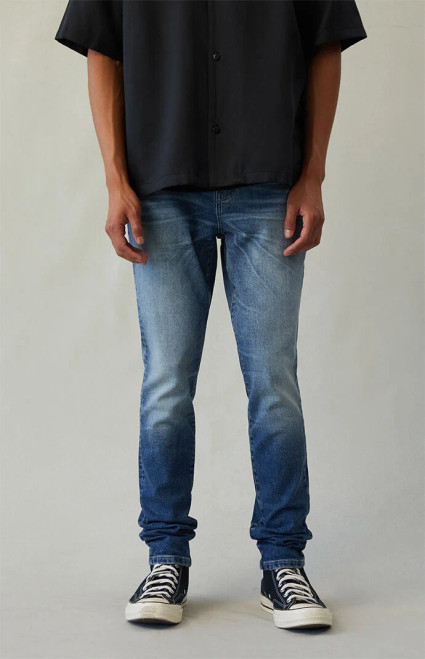 Pacsun Men's Bryce Stacked Skinny Jeans Stretch Medium Indigo - 0131454210127