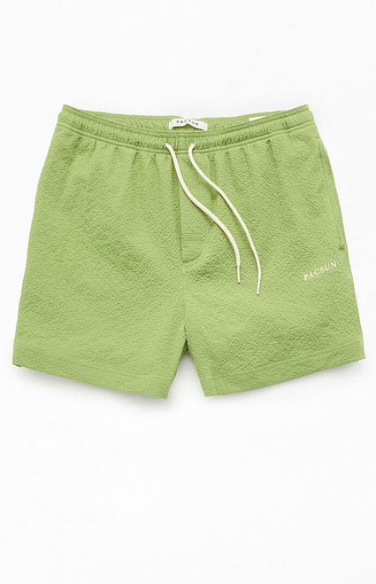 Pacsun Men's Green Sail Seersucker 4.5" Swim Trunks - 0150603490239