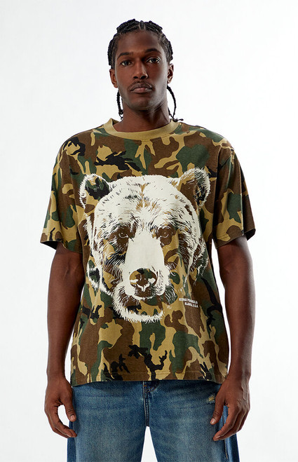 Pacsun Men's Camo Grizzly Bear T-Shirt - 0120491920047
