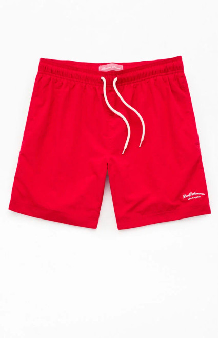 Pacsun Men's Red Collegiate 6.5" Swim Trunks - 0150609530040