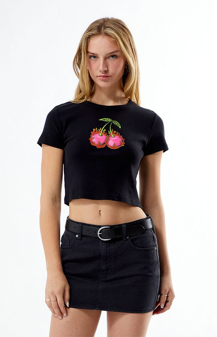 PS / LA Women's Flaming Cherries Baby T-Shirt - 0702512320088