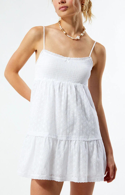 LA Hearts Women's Ruched Bow Tie Babydoll Mini Dress - 0870461580311