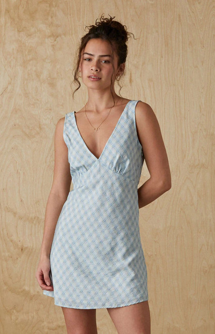 Your Favorite Women's Plaid Deep V Neck Mini Dress - 0870604230065