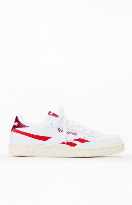 Reebok Women's White & Red Club C Revenge Sneakers - 0542491370103