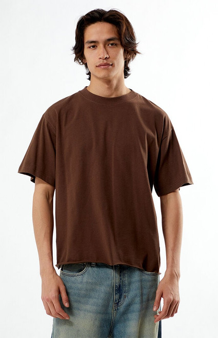 Pacsun Men's Brown Premium Cropped T-Shirt - 0120522800697