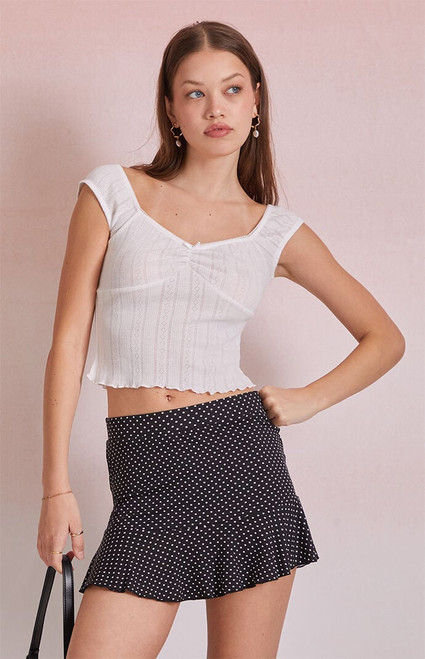 Beverly and Beck Women's Ava Cinched Pointelle Top - 0703461580014