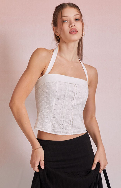 Beverly and Beck Women's Sophia Eyelet Halter Top - 0731461580443