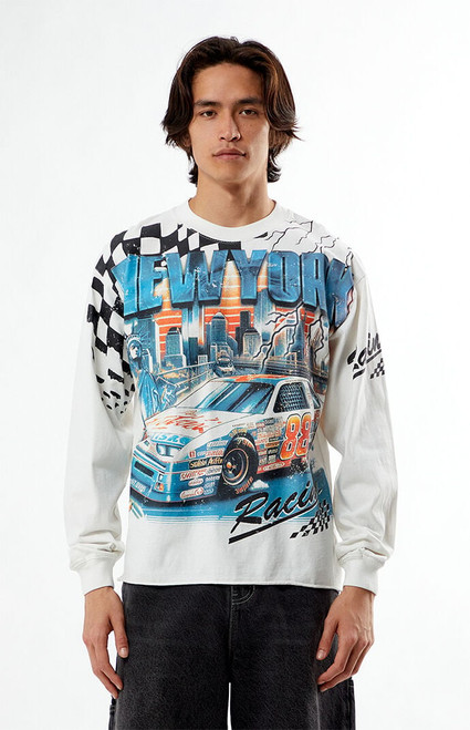 Pacsun Men's New York Racing Cropped Long Sleeve T-Shirt - 0126522800095