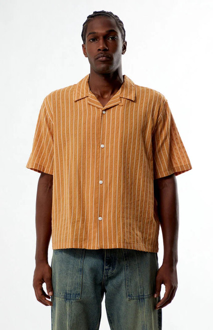 Pacsun Men's Striped Pointelle Camp Shirt - 0180250500445