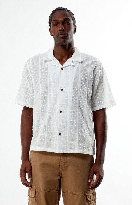 Pacsun Men's White Pointelle Oversized Camp Shirt - 0180250500451