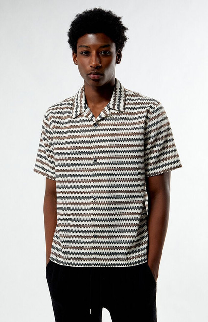 Pacsun Men's Textured Striped Oversized Resort Camp Shirt - 0180250500470