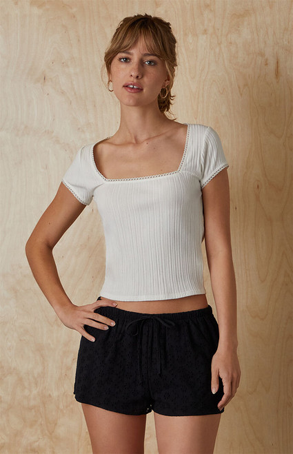 Your Favorite Women's Dakota Square Neck Lace T-Shirt - 0703468530002