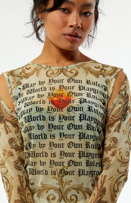 Playboy Women's By PacSun Mesh Long Sleeve Top - 0702610790004
