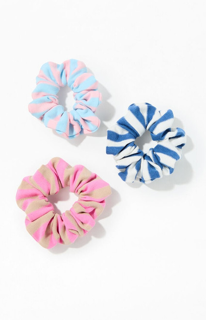LA Hearts Women's 3 Pack Stripes Hair Scrunchies - 0673610470033
