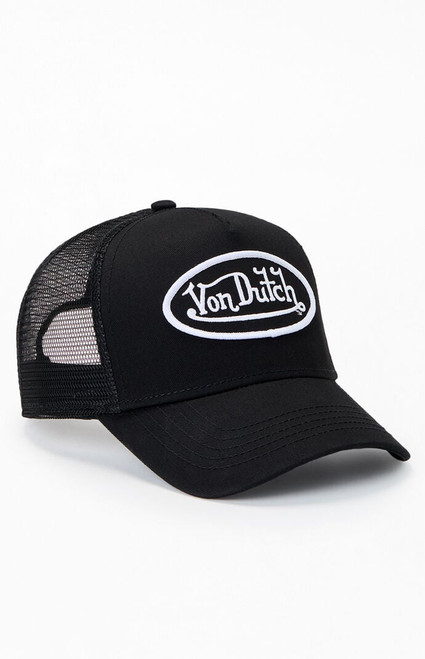 Von Dutch Men's Black Staple Trucker Hat - 0641610520001