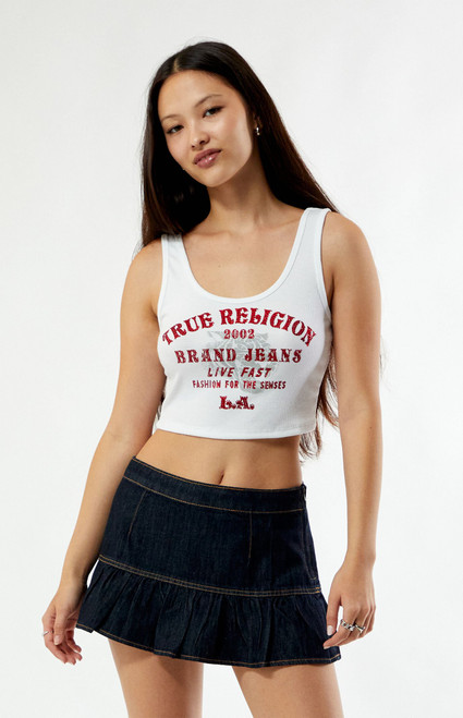 True Religion Women's Crystal Tiger Cropped Tank Top - 0702609780045