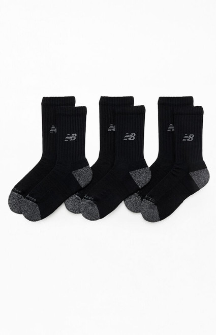 New Balance Men's 3 Pack Black Active Crew Socks - 0634610700003