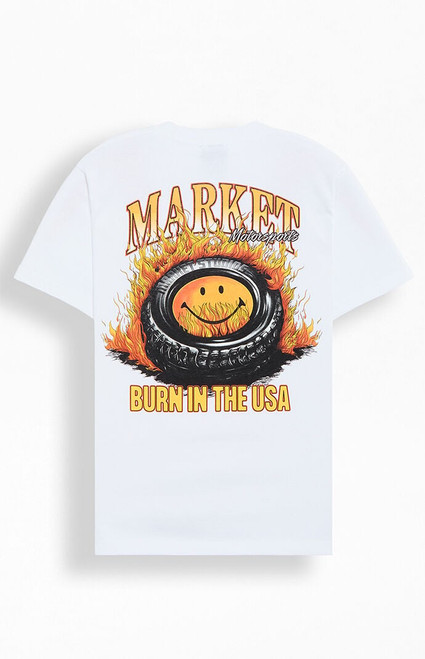 Market Men's Smiley Burnt Rubber T-Shirt - 0097609830044