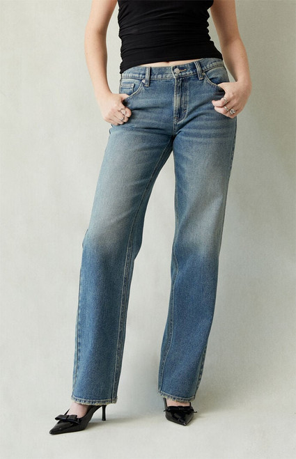 Pacsun Women's Jordyn Low Rise Straight Leg Jeans Medium Blue Tinted - 0860454210018