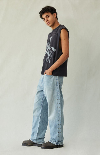 Pacsun Men's Dylan Baggy Jeans Studded Medium Blue - 0131454210166