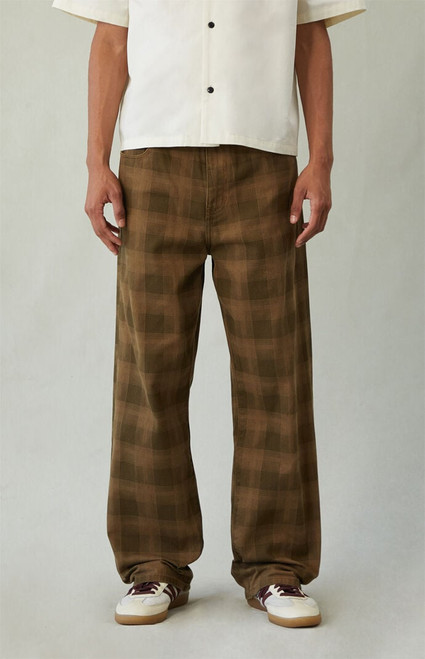 Pacsun Men's Dylan Baggy Jeans Plaid Brown - 0133242100001