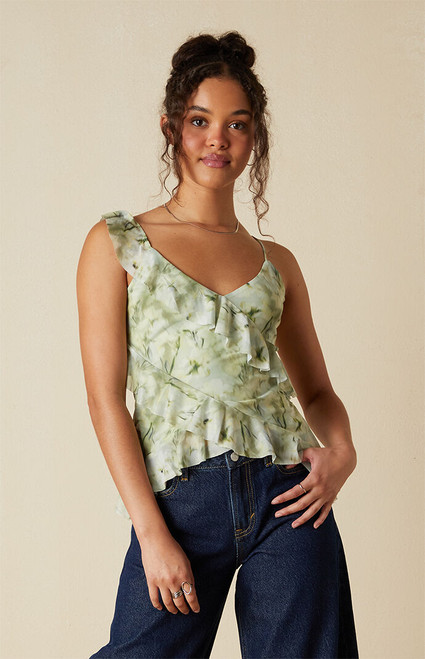 Your Favorite Women's Josie Mesh Ruffle Tank Top - 0731471630020