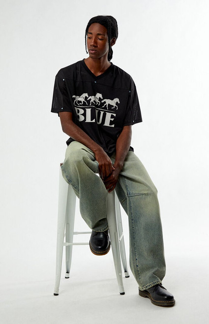 Pacsun Men's Blue V-Neck Cropped Jersey - 0120611140036