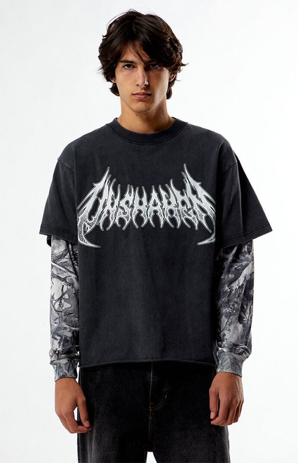 Pacsun Men's Unshaken Cropped Camo 2fer Long Sleeve T-Shirt - 0126522800003