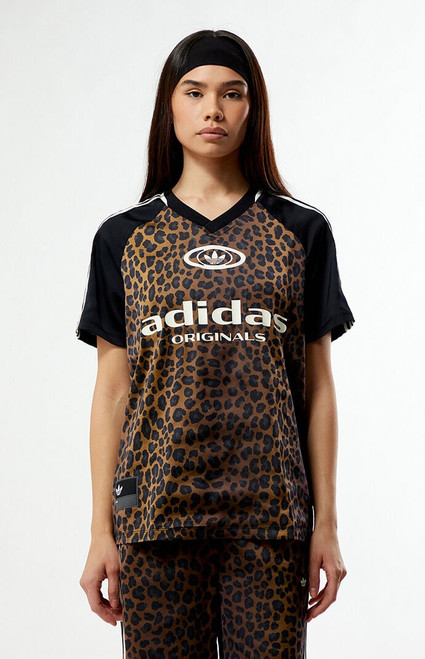 adidas Women's Leopard Satin Short Sleeve Jersey - 0702000250001
