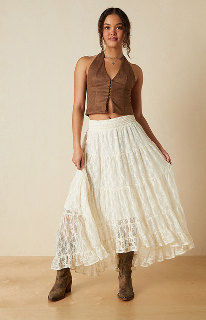 Your Favorite Women's High-Low Lace Midi Skirt - 0840611260001