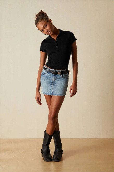 Your Favorite Women's Margot Button Front Fitted Polo Shirt - 0703604230002