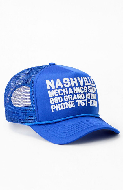 Pacsun Men's Blue Nashville Mechanics Shop Trucker Hat - 0641603700002