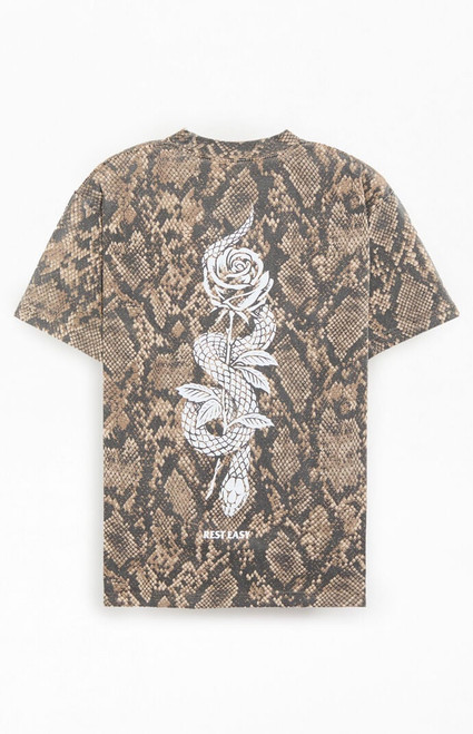 Rest Easy Men's Snake Rose T-Shirt - 0097609670038
