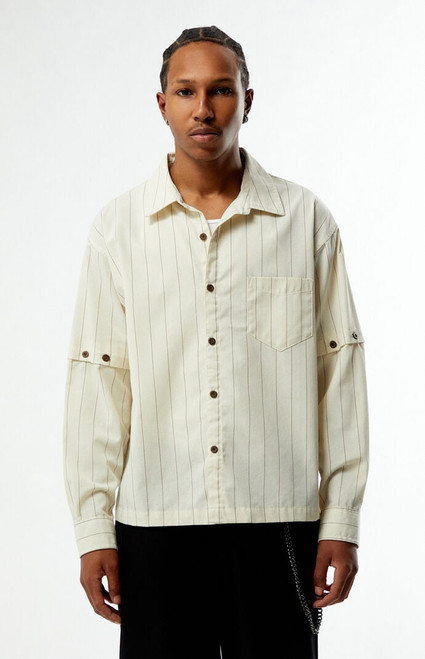 Pacsun Men's Striped 2fer Long Sleeve Shirt - 0183611140008
