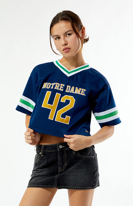 HYPE & VICE Women's Notre Dame Cropped Football Jersey - 0702610870012