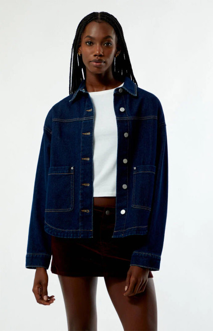 Pacsun Women's Dark Indigo Kirby Denim Shacket - 0760611110001