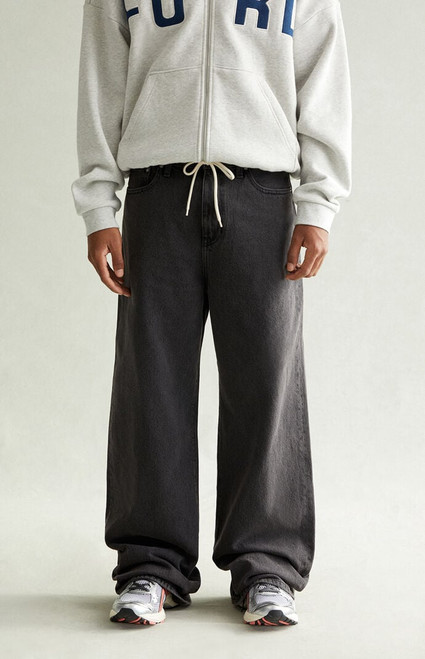 Pacsun Men's Blake Extreme Baggy Jeans Drawstring Faded Black - 0131242100082