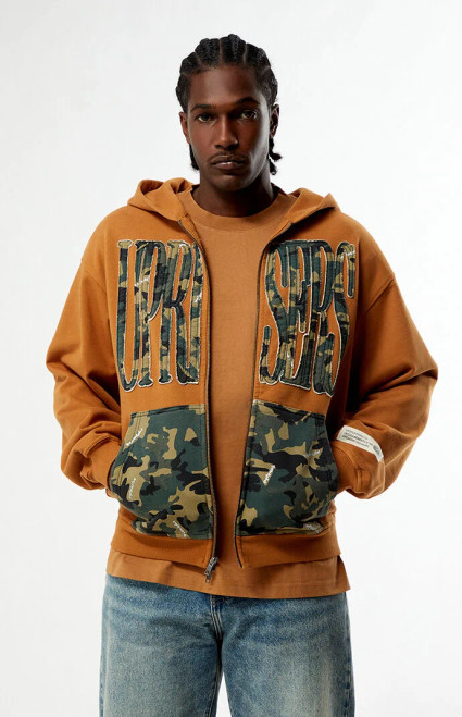 UPRISERS Men's Brown Camo Full Zip Hoodie - 0190603670001