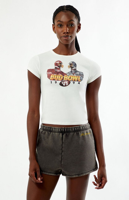 Budweiser Women's Bud Bowl Vintage Slim Sweat Shorts - 0821468680008