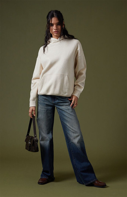 Pacsun Women's Heather Oatmeal Ultra Soft Fleece Core Vintage Wash Pullover Hoodie - 0751484260086