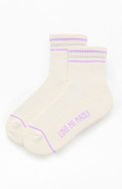 Pacsun Women's Love Me Varsity Stripe Quarter Socks - 0673485250002