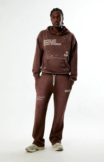 Pacsun Men's Washed Brown Terrain Straight Leg Sweatpants - 0135522800023