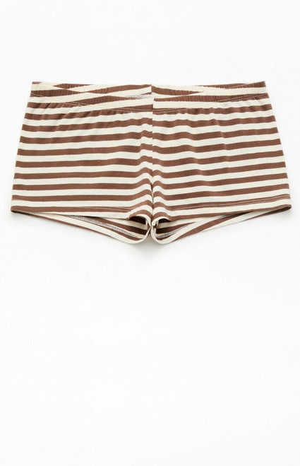 John Galt Women's Brown Striped Boxer Boyshorts - 0842601600349