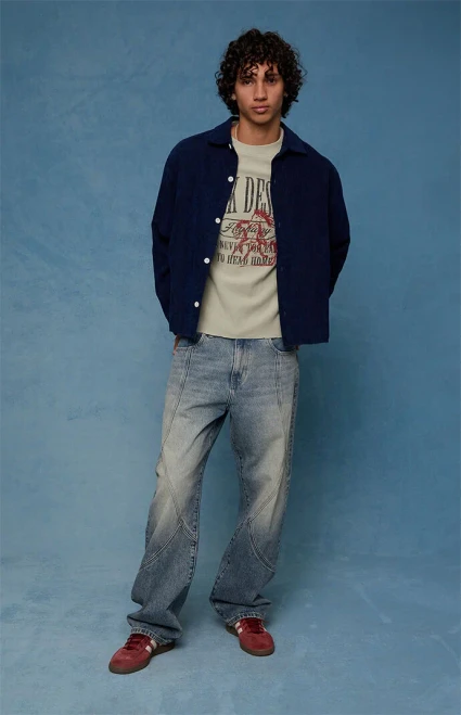 Pacsun Men's Dylan Baggy Jeans Seamed Medium Blue - 0131454210064