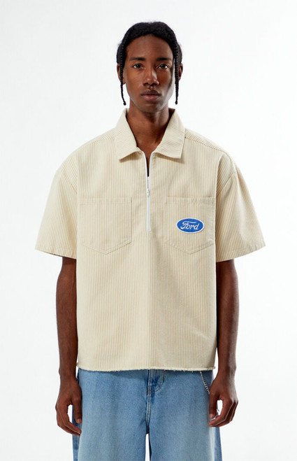 FORD Men's Striped Quarter-Zip Shirt - 0180250500268
