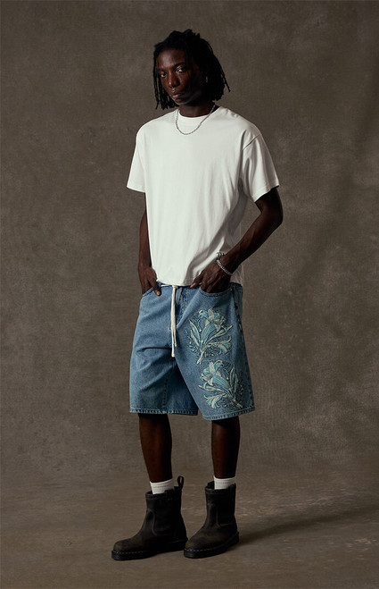 The Met Men's x Pacsun Moon Flask Lily Baggy Jorts - 0172604890006