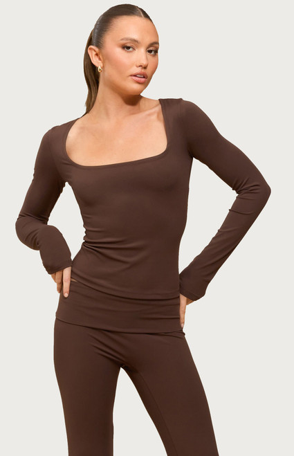 Edikted Women's Hayden Square Neck Long Sleeve Top - 0731609691430
