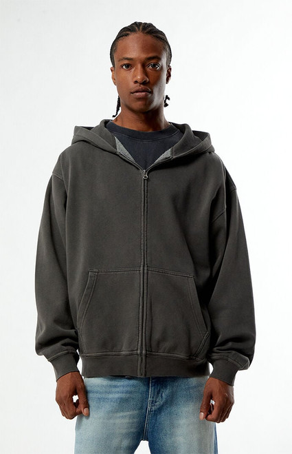 Pacsun Men's Black Vintage Washed Full Zip Hoodie - 0193522800284